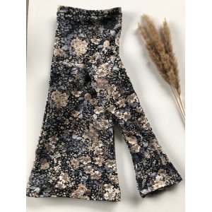 Flared broek dames flowers beige Flared broek dames flowers beige