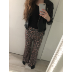 Flared broek dames bloemetjes groen