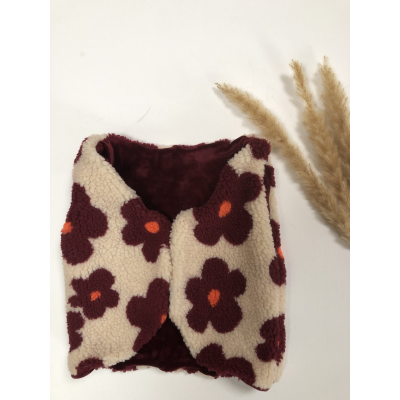 Gilet teddy Bordeaux Bloemen 