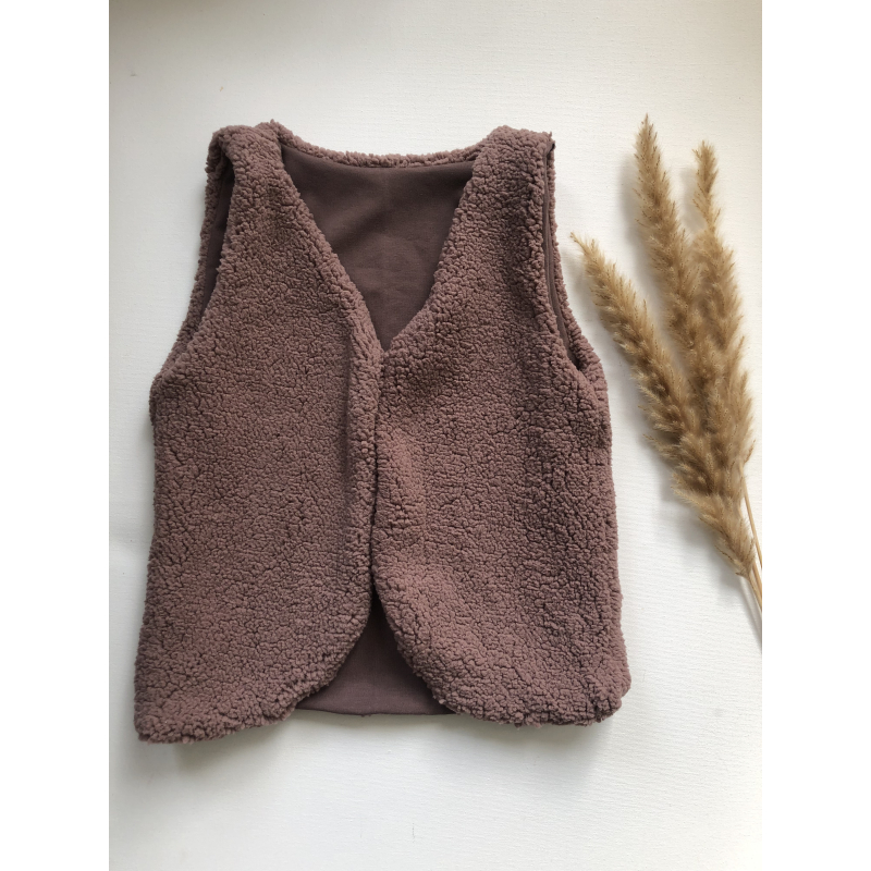 Gilet teddy mauve 