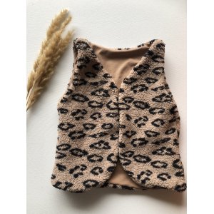 Gilet teddy luipaard taupe